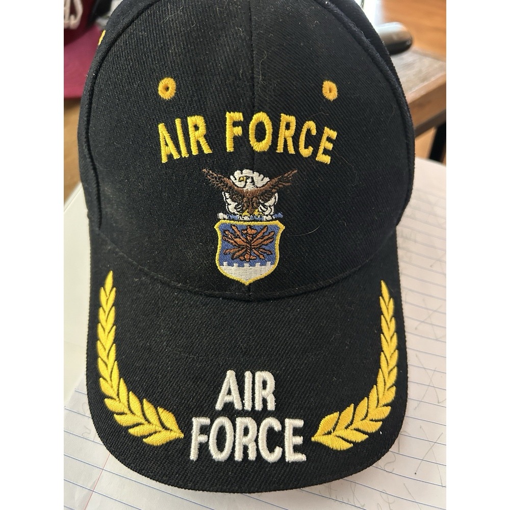 Air Force Black & Yellow Adjustable Hat With Leaves‎